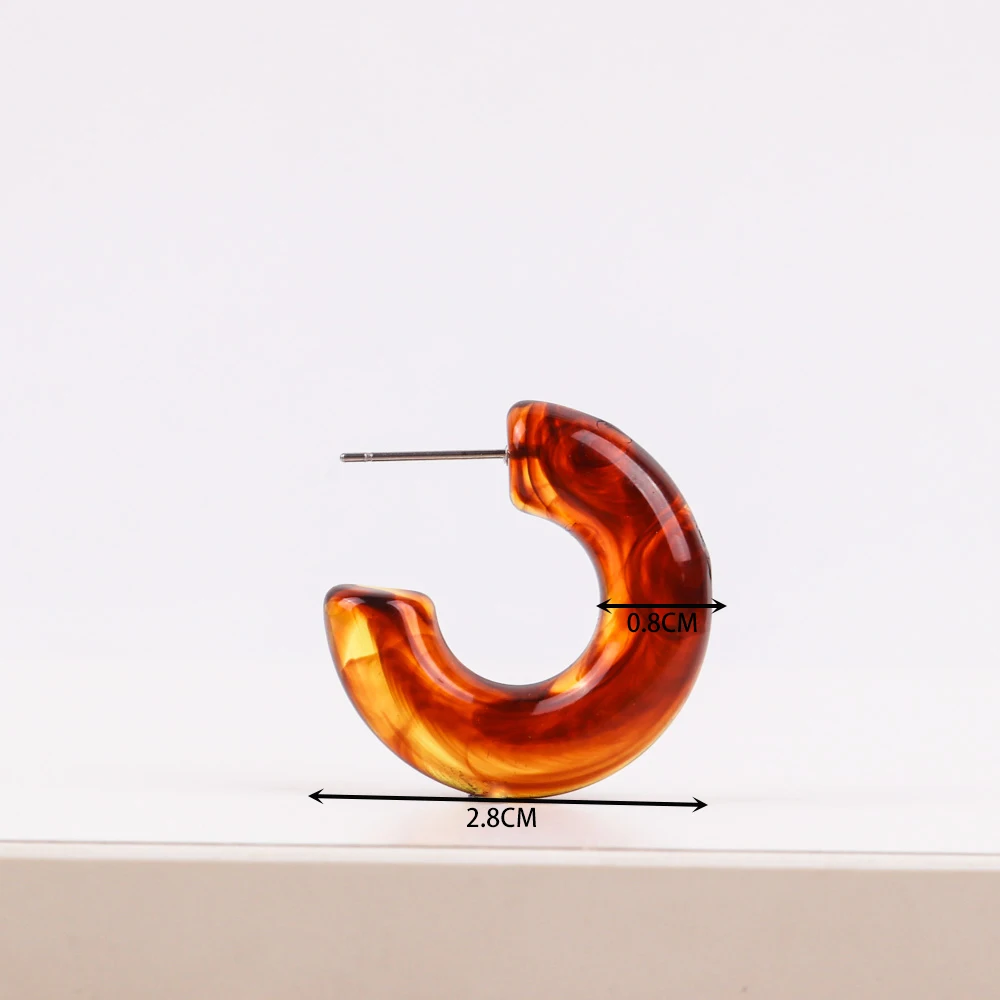 FishSheep Geometic Colorful C Shape Acrylic Hoop Earrings for Women Vintage Resin Transparent Round Circle Earring Korea Jewelry
