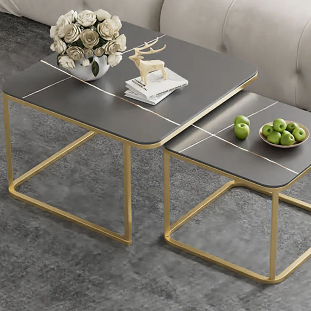 New Rectangular Living Room Tea Table Modern Simple Tea Table Household Retractable Rock Plate Mesa Density High Anti Pollution