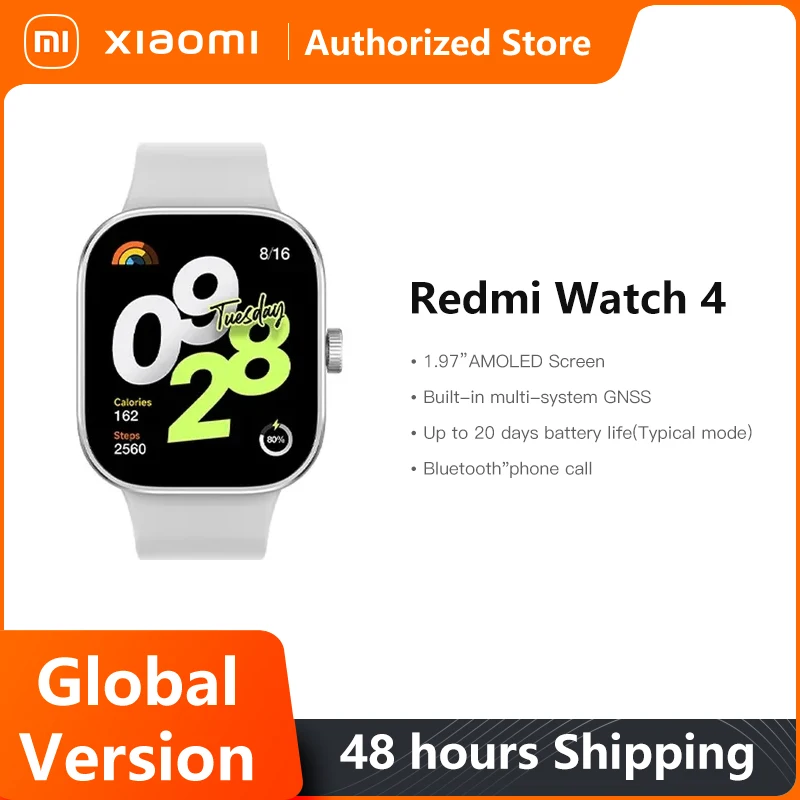 Global Version Redmi Watch 4 Ultra Large 1.97'' AMOLED Display GPS GNSS Smartwatch Bluetooth Phone Call Smart Sleep Monitoring