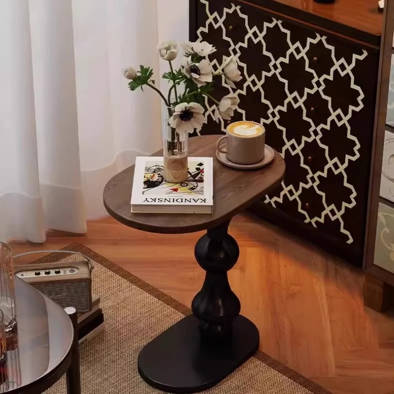 

Living Room Vintage Sofa Side Table, Bedroom Solid Wood Tea Table, Retro Balcony Corner Stand, Narrow Wooden Accent Table