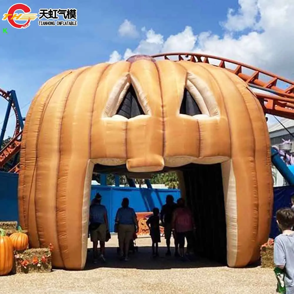 Szybka wysyłka 5m Wysoki Nadmuchiwany Tunel Wejściowy Dynia Namiot Gigantyczny Nadmuchiwany Jackolantern Scena Namiot Tunel Łuk na Sprzedaż