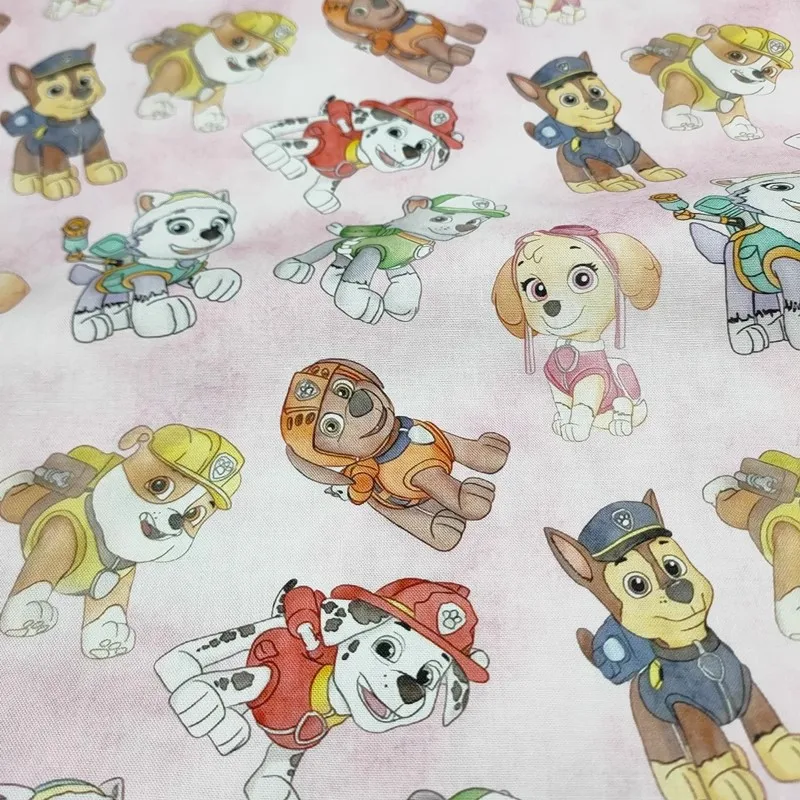 Cartoon Paw Patrol Pup Power Cotton Fabric for Sewing Needlework, Home Textile,DIY Patchwork, Material by Half Yard, 100 Cotton