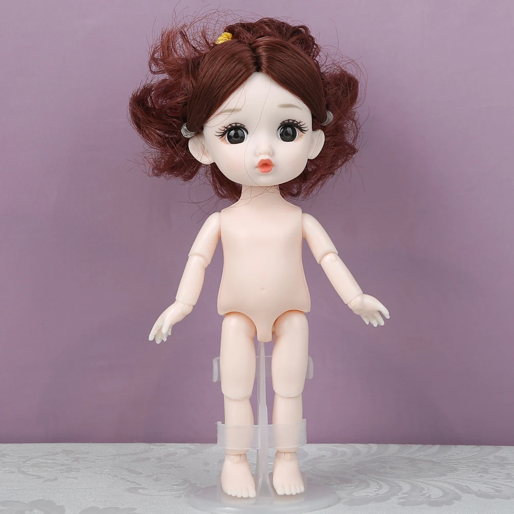 미니 소녀 귀여운 얼굴 16cm BJD 1/12 짧은 머리 수면 돼지 나체 바디 드레스업 패션 인형 소녀 선물 DIY 장난감