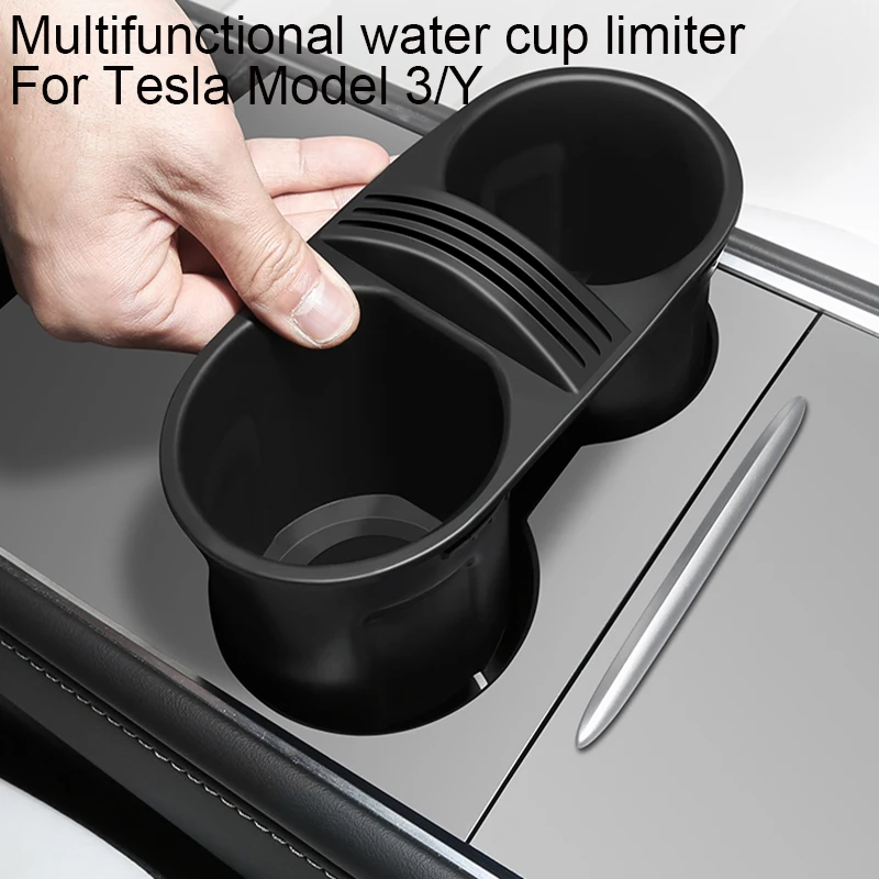 

For Tesla Model 3 Y Silica gel Multifunctional Water Cup Holder limiter with card slot 1Set