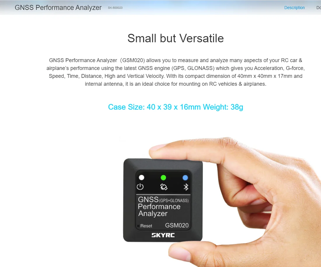 

SKYRC GSM020 GPS speedometer car model aircraft model high altitude mileage longitude GNSS performance analyzer