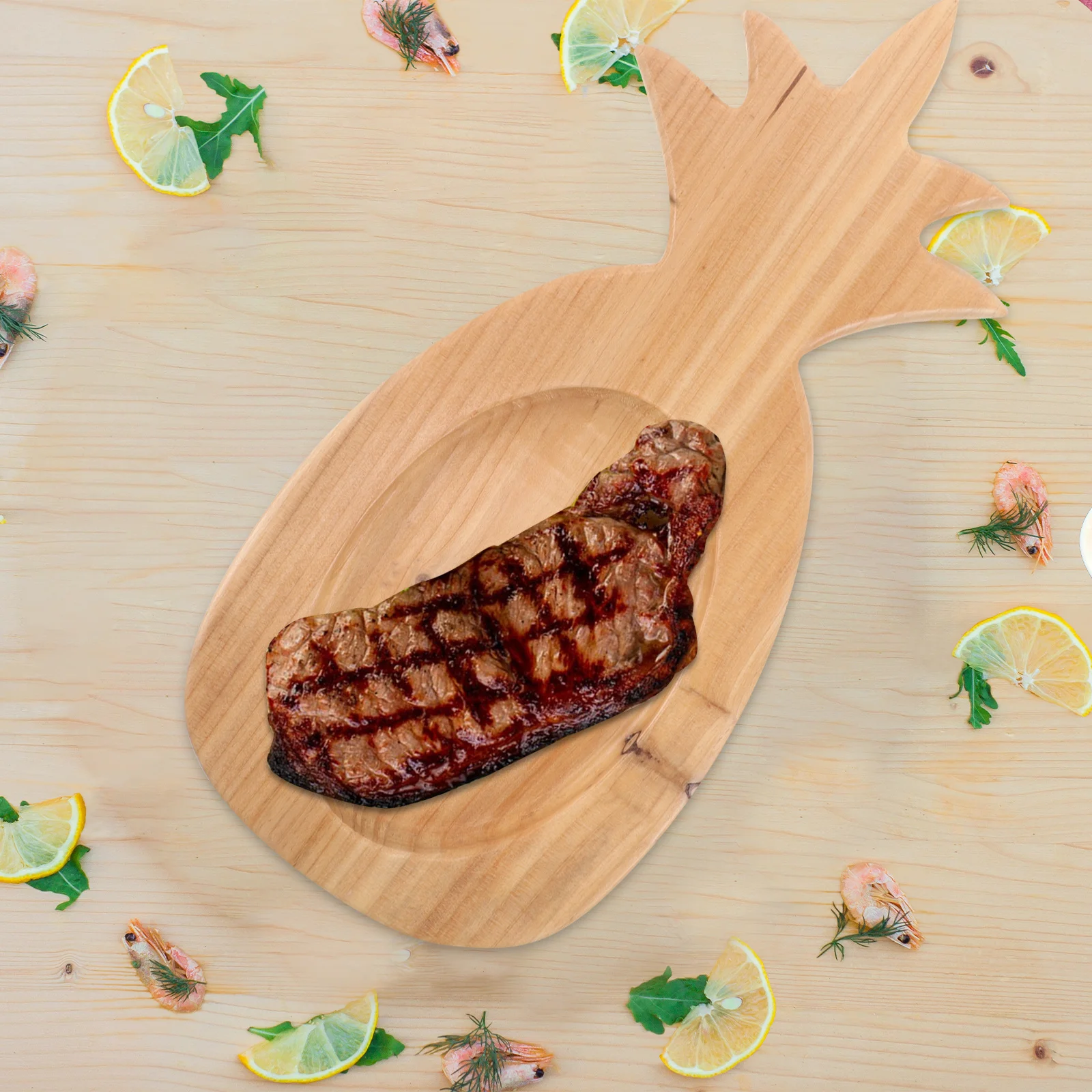 

Wooden Steak Board Steak Plate Cutting Board Pineapple Shaped Wood Serving Platter For Home Holiday Gatherings And Bbqs