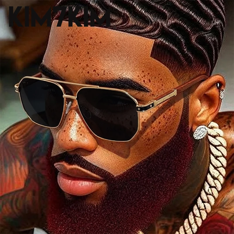 

Steampunk Square Sunglasses Men 2025 Luxury Brand Vintage Polygon Double Beam Sun Glasses Trendy Eyewear For Male UV400 Shades