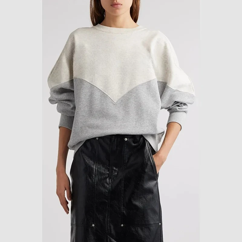 Suéter de cuello redondo de lana para mujer, clásico de invierno, flocado, Color contrastante, a juego, nicho francés, nuevo