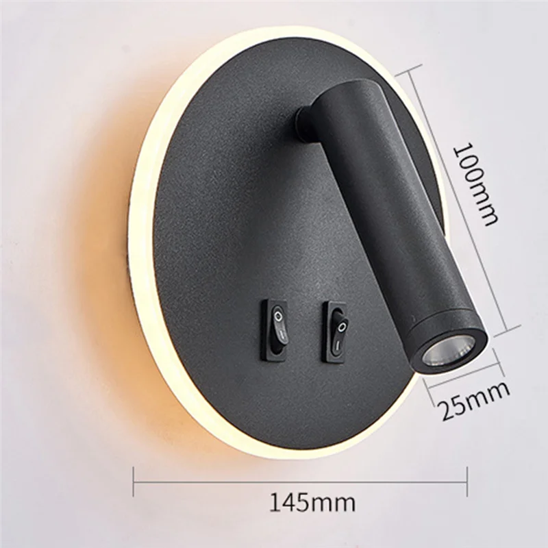 ABGE-Rotatable Wall Mount LED Lamp Full Spectrum Spotlight Mounted Eye Protection Reading Light Sconce Bedside