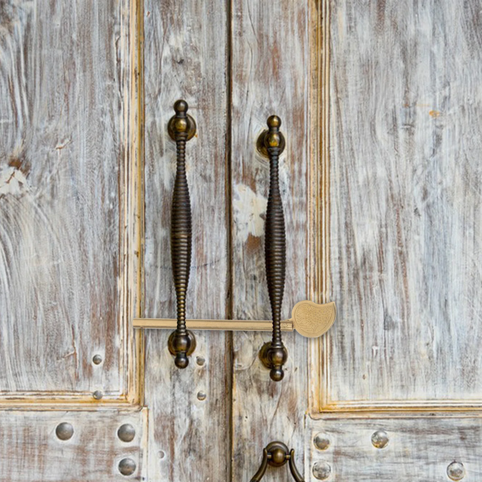 

Lock Key Copper Vintage Cabinet Bolt Pin Leaf Shape Decorative Retro Door Lock Replacement for Chest Wardrobe Shoe