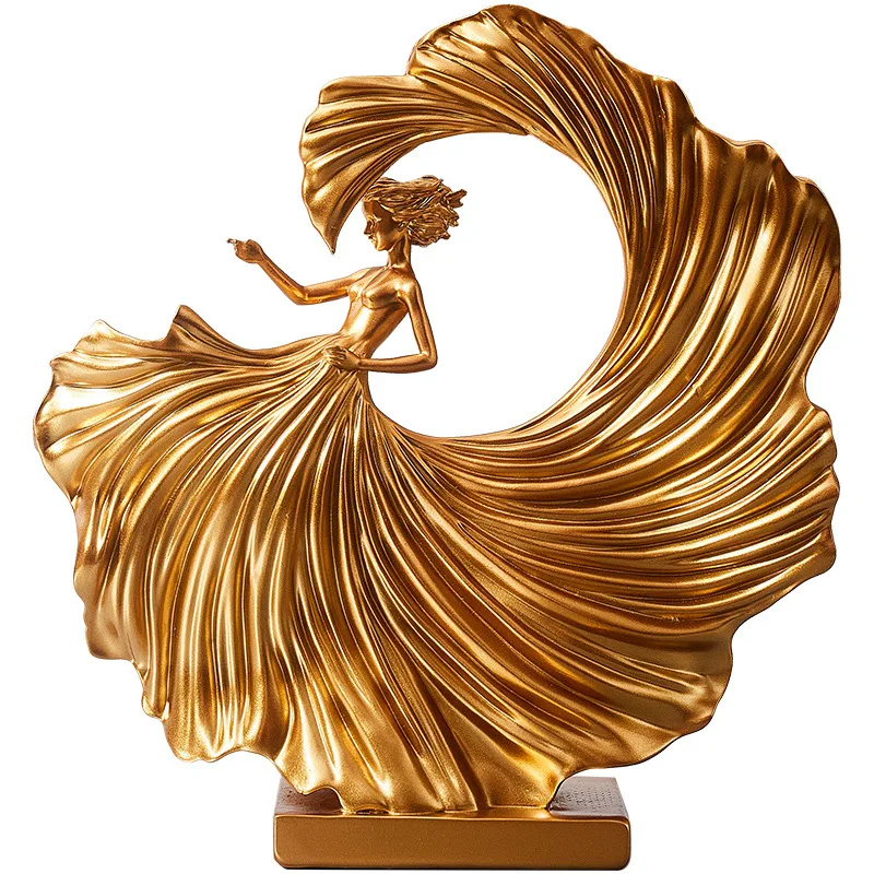 

DSA Modern Minimalist Gold Dancer Art Ornament Resin Upscale Living Room Office Wine Cooler Entryway TV Cabinet Decoration