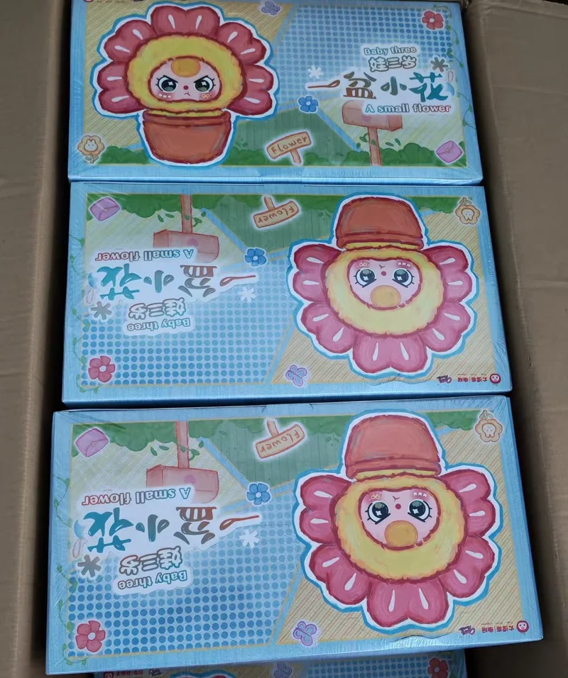Autêntico bebê três vinly caixa cega um pote de flores pequenas série edição limitada caixa cega de pelúcia brinquedo com pequenas flores presentes
