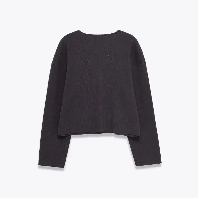 أنيقة الصلبة سترة مشغولة من الصوف زهرة سترة زر الموضة طويلة الأكمام س الرقبة الشتاء الشارع الشهير مكتب سيدة قمم معطف #2