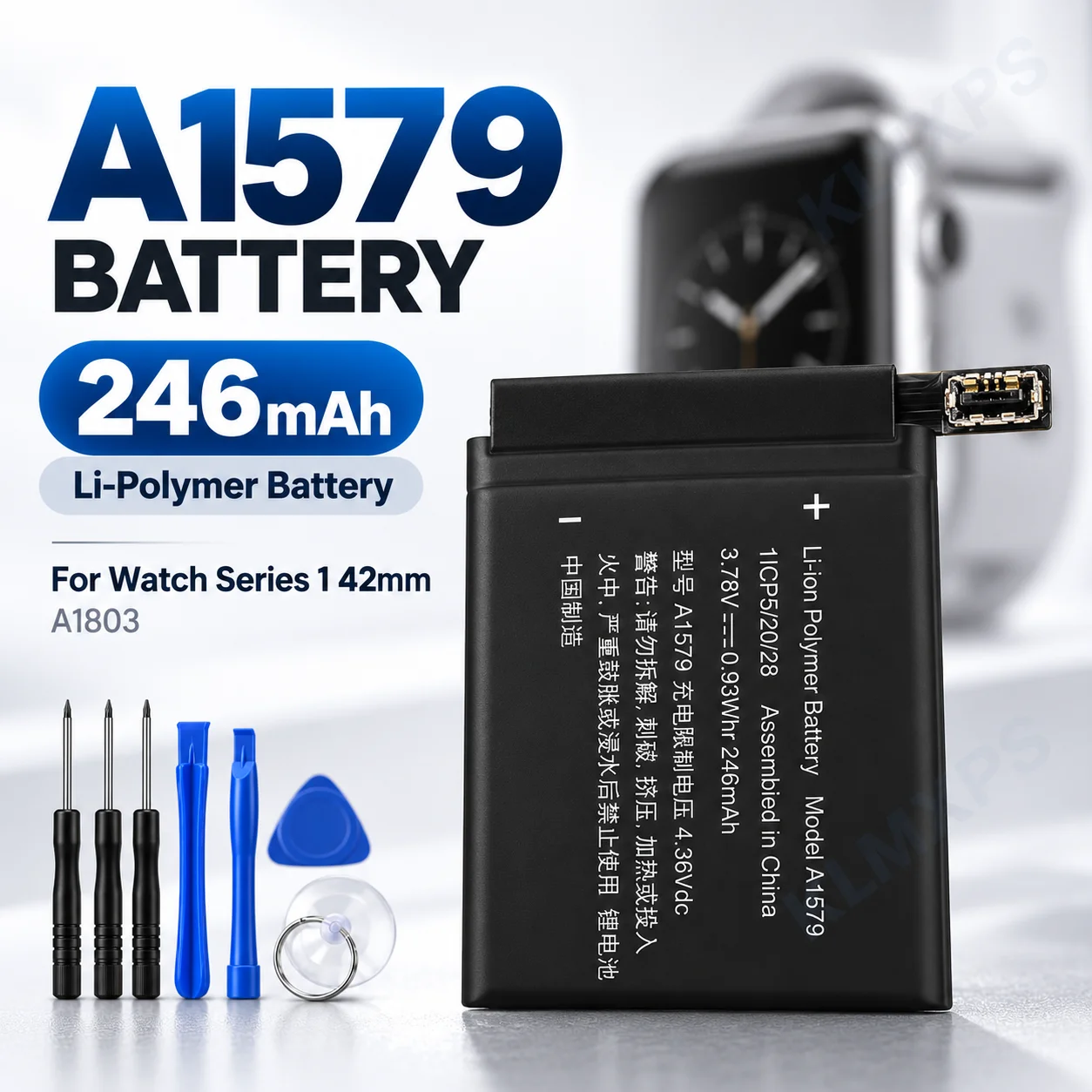 A1579 Battery 246mAh Li Polymer Replacement Battery for Apple Watch Series 1 42mm A1803 Repair Battery with Tool Kit