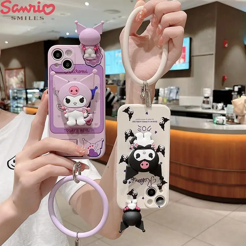 

Kawaii Sanrio Kuromi Iphone14Promax чехлы для телефонов Iphone 14 13 12 11 Pro Max Mini Xr телескопический держатель мягкий чехол