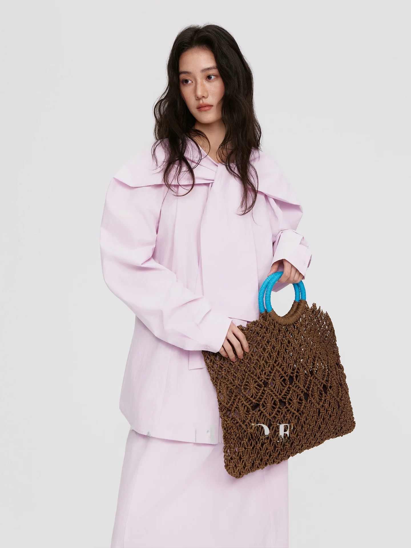 

Women's Cotton Shirt Tie Waist High Waist Skirt Set Breathable Slimming Two Piece Set for Commuting And Dating