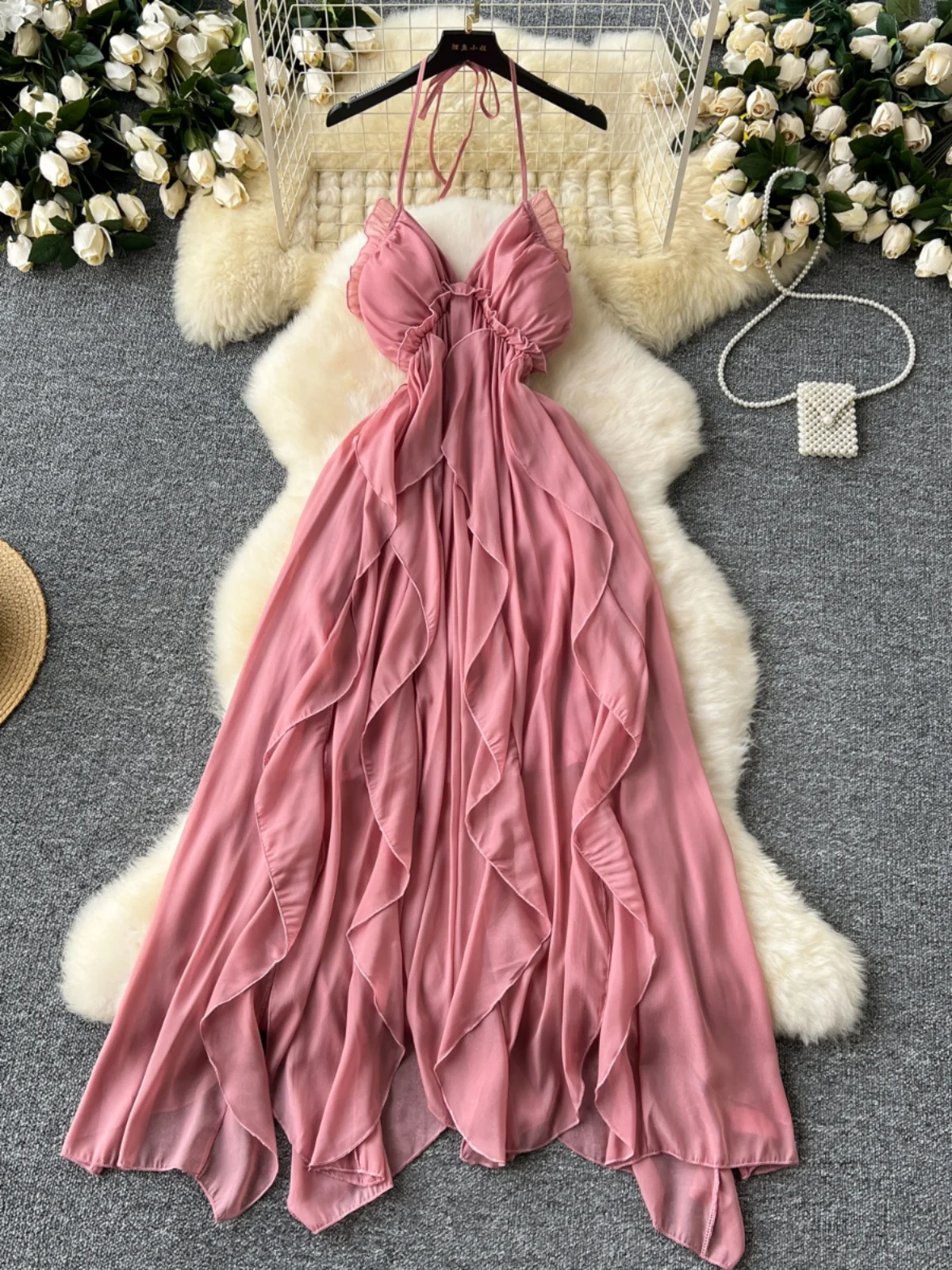 Słodka i pikantna dziewczyna Vaion Dr damska spódnica plażowa seksowna z dekoltem w serek, wysoki stan, koronka, długa spódnica Bal Long Dr