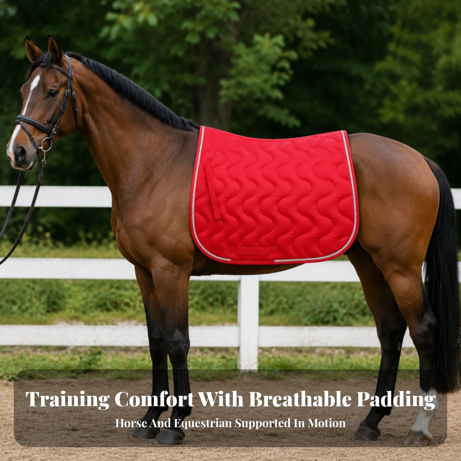 Quilted Saddle Pad Poly Blend Saddle Pad with Straps Tack Cotton Basic for Equestrians, Horseback Riding, Stables