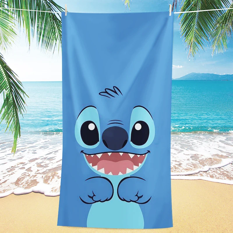 Beach Towel with Cute Stitch Pattern for Children and Adults, Microfiber Material, Soft and Comfortable Hotel Bathroom Towel