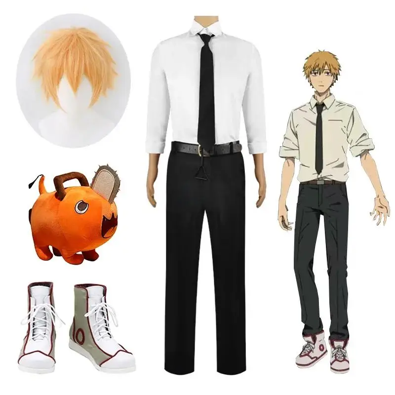 

Chainsaw Man Season2 Denji Anime Cosplay Costume Wig Shoes Devil Pochita Doll Soft Headgear Belt Suit Uniform Halloween Party