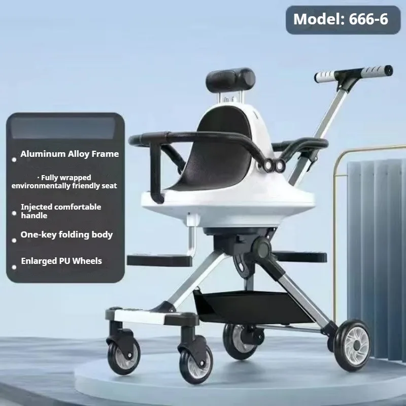 Double Seat Lightweight Portable Folding Aluminum Alloy Frame Removable Sunshade Umbrella Stroller Twin Baby Stroller