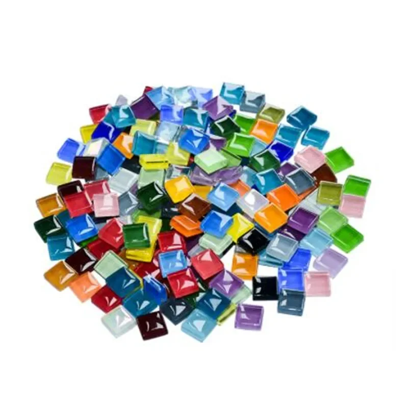 450pcs Solid Color Square Glass Mosaic Tiles Art and Craft Material Mosaic Tile for Hobbies Creative Making Children Puzzle 10MM