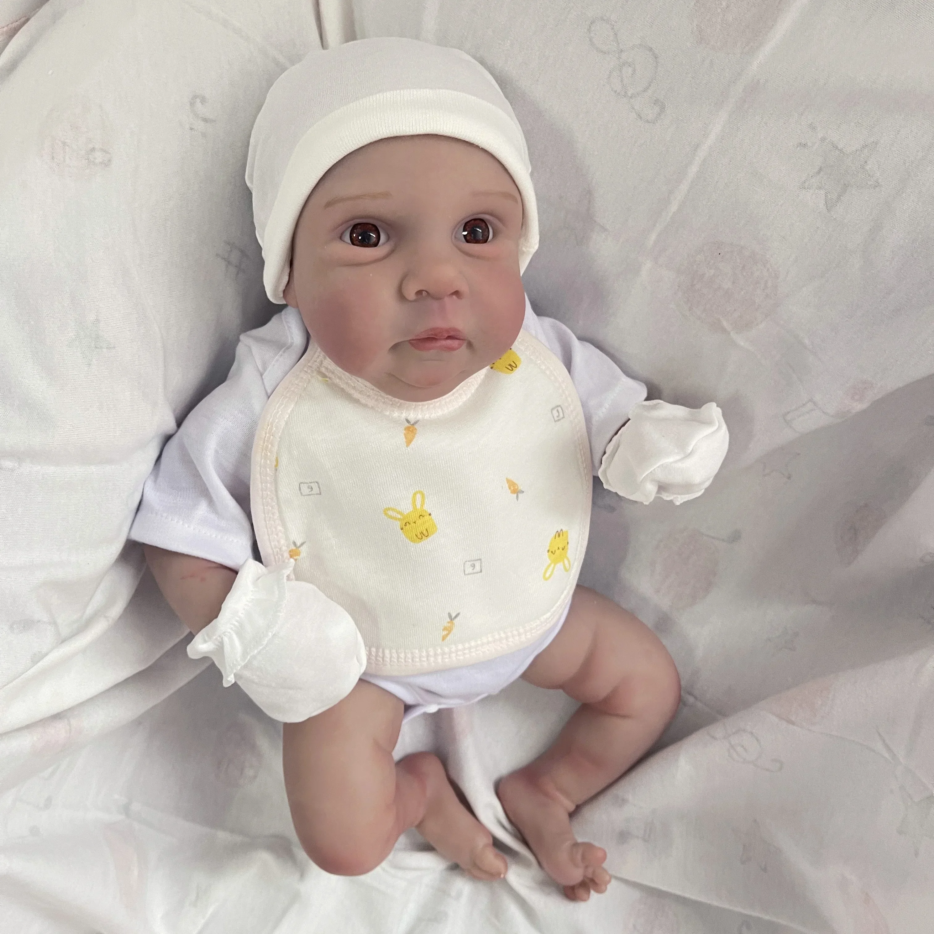 19 นิ้ว Miley ทาสีสําเร็จรูปตุ๊กตาเด็กทารก Reborn เดียวกันกับภาพเหมือนจริง Soft Touch 3D ผิววาดด้วยมือผมของเล่นของขวัญ