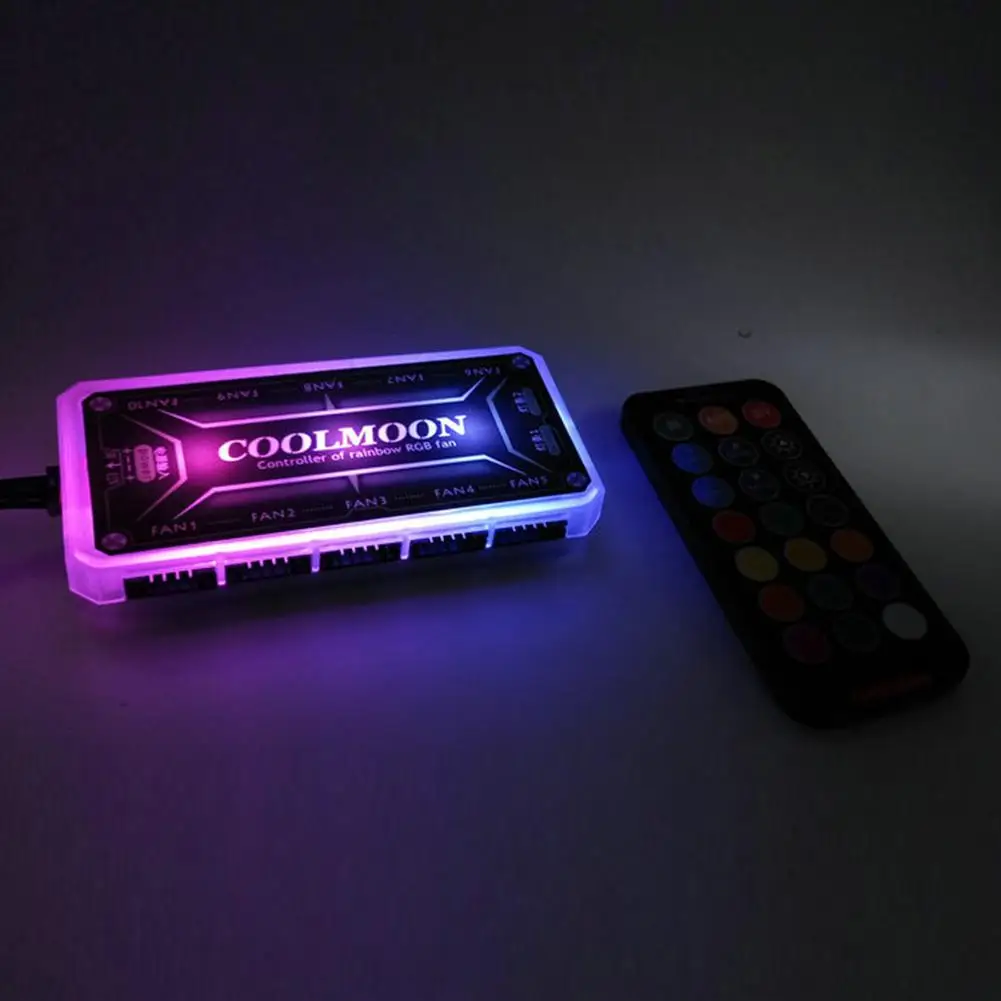 Coolmoon-LED付きRGBリモコン、スマートファン、12v、5a、10個、6ピンポート、2個、4ピンライトバーポート