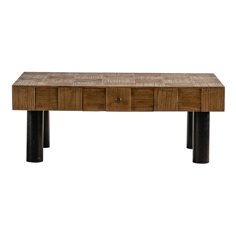 

American rural solid wood retro living room coffee table B & B small apartment household square table wabi sabi wind leisure