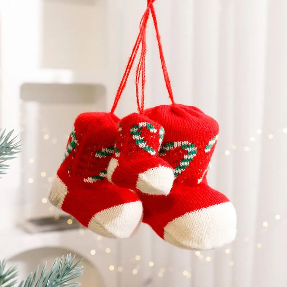 Knitted Christmas Boots Pendant Elegant Colorful Mini Christmas Socks Ornaments Festival Christmas Tree Pendant New Year Decor