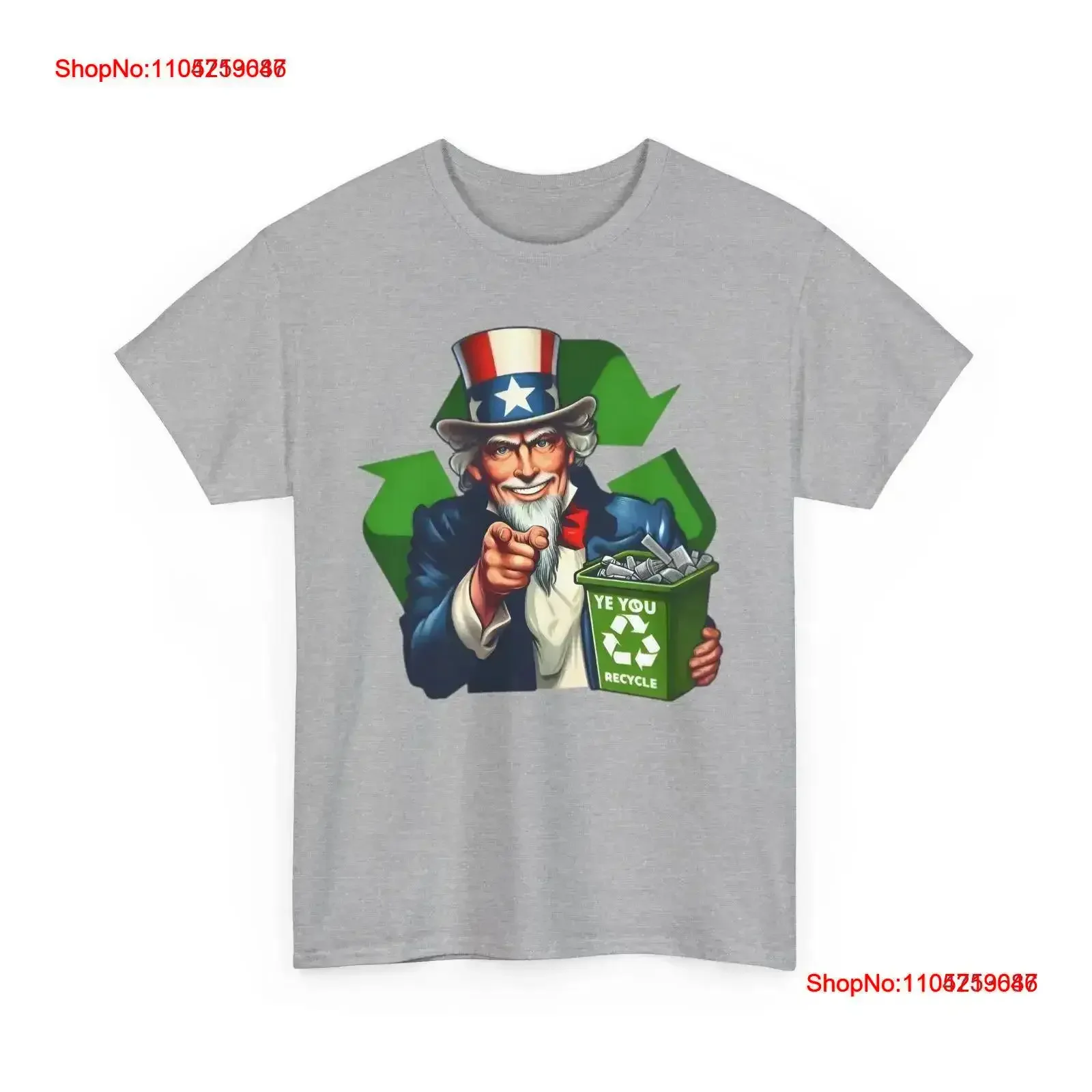 Uncle Sam Recycle T Shirt Patriotic America Environment Earth Day vintage Washed designer clothes Breathable Slightly Soft