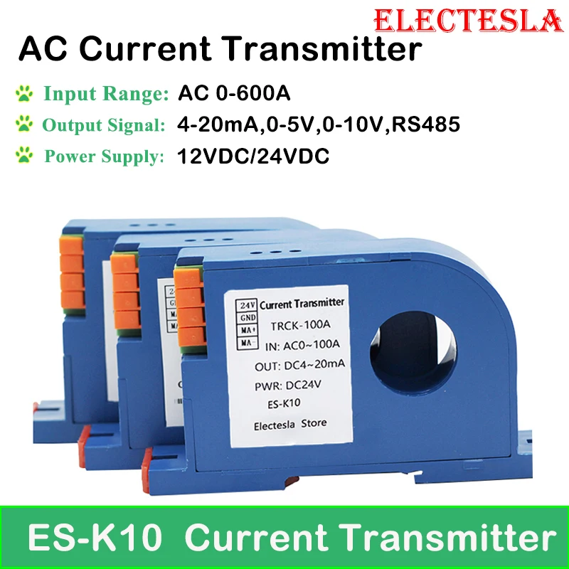 

Передатчик тока переменного тока 100 А 300 А, преобразователь тока Холла 4-20 мА 0-10 в RS485 22 мм, высокоточный датчик переменного тока