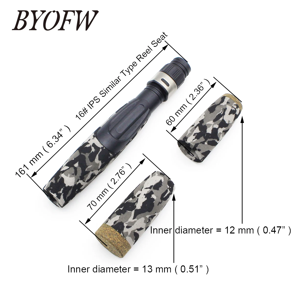 Imagem -02 - Byofw-eva Espuma Girando Vara de Pesca Eva Handle Split Grip Carretel de Assento Reparação Camo Pole Faça Você Mesmo Substituição Reparação Cinza Conjunto