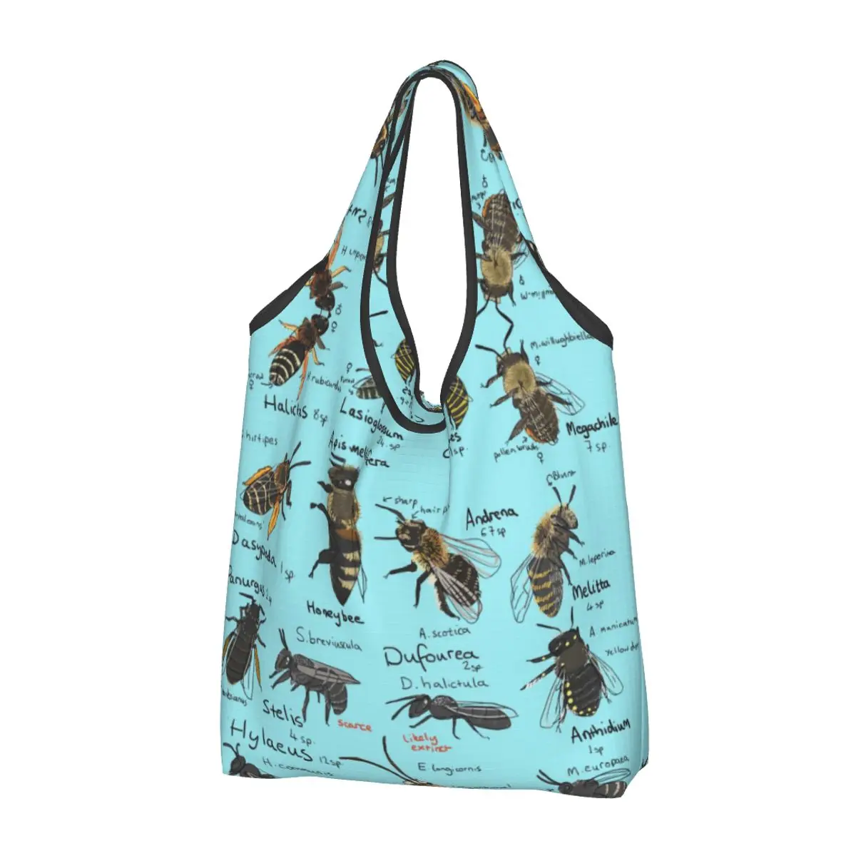 UK Bee Board Groceries Shopping Bag Fashion Shopper Shoulder Tote Bag Big Capacity Portable Honeybee Handbag