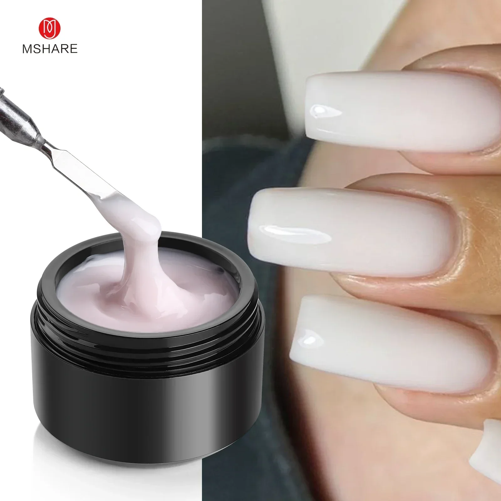 MSHARE 50 ml Natural Nails Gel Builder Nalil Tpo Free Selbstnivellierendes Gel für die Nagelverlängerungskonstruktion Pink Shade UV-LED-Gel