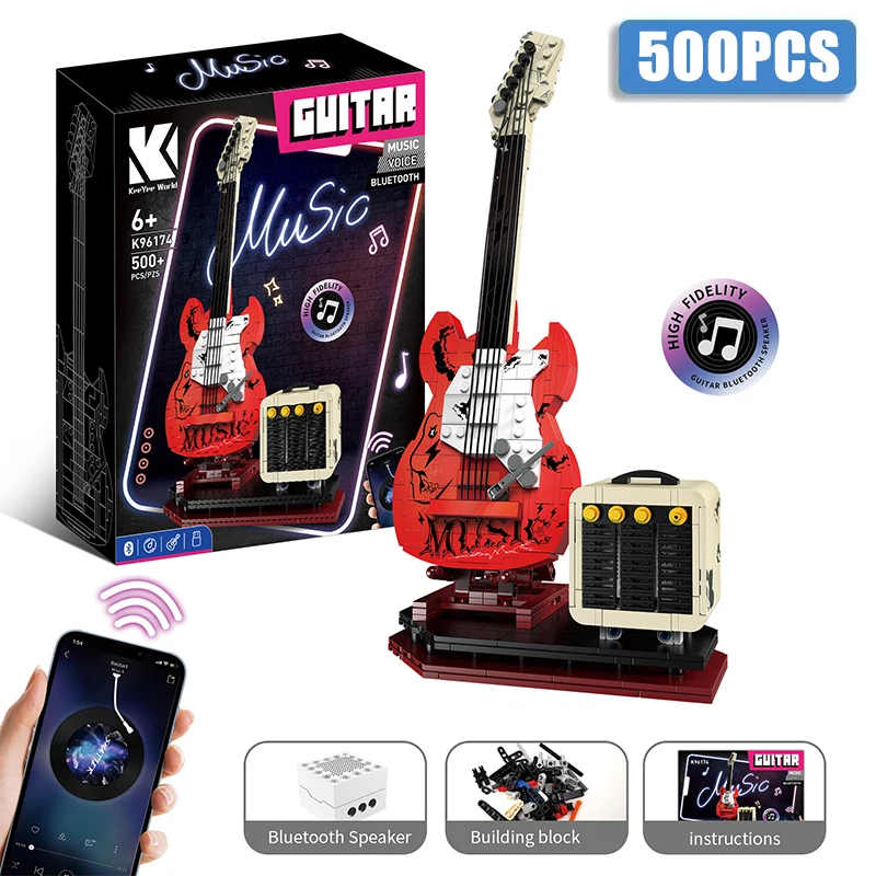 

Artist Guitar APP Control Building Blocks Bricks Technical With Bluetooth Audio USB Gift Music Playback Adult Toys Festival Gift