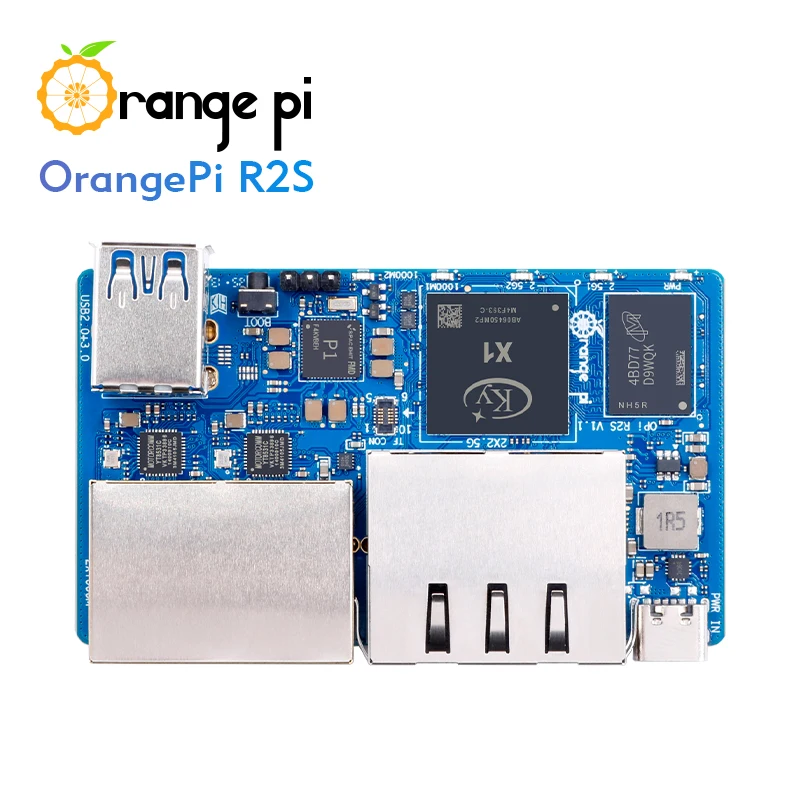 Orange Pi R2S 4GB RAM 8GB EMMC كمبيوتر واحد 8-core RISC-V AI 2TOPS CPU منافذ LAN مزدوجة كمبيوتر صغير يدعم OpenWrt Ubuntu OS