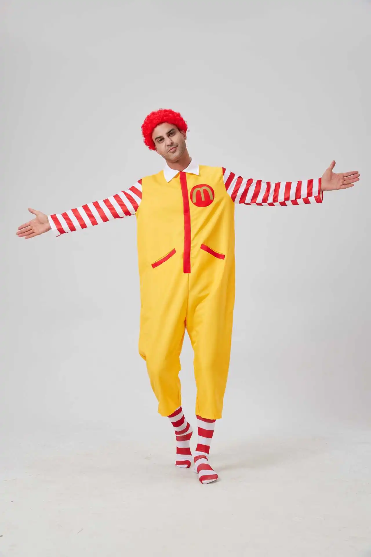 McDonald Cosplay Costume Ronald Masquerade Party Sutra Clown Character Adult Halloween Party Funny Costume Stage Clothes Wig