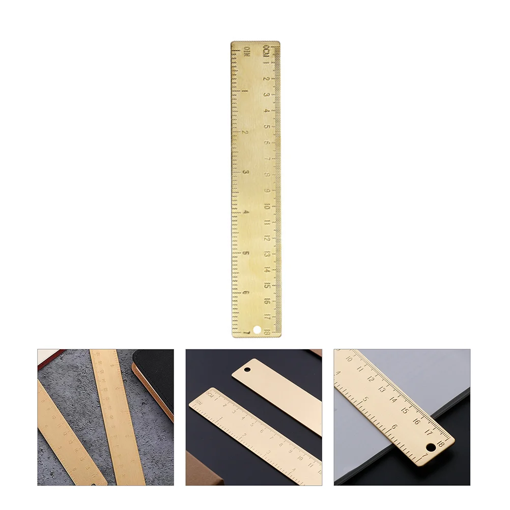 Brass Bookmark Measuring Tool Straight Drafting Ruler Precision Instrument Thin Lightweight Practical Decorative Book Reading