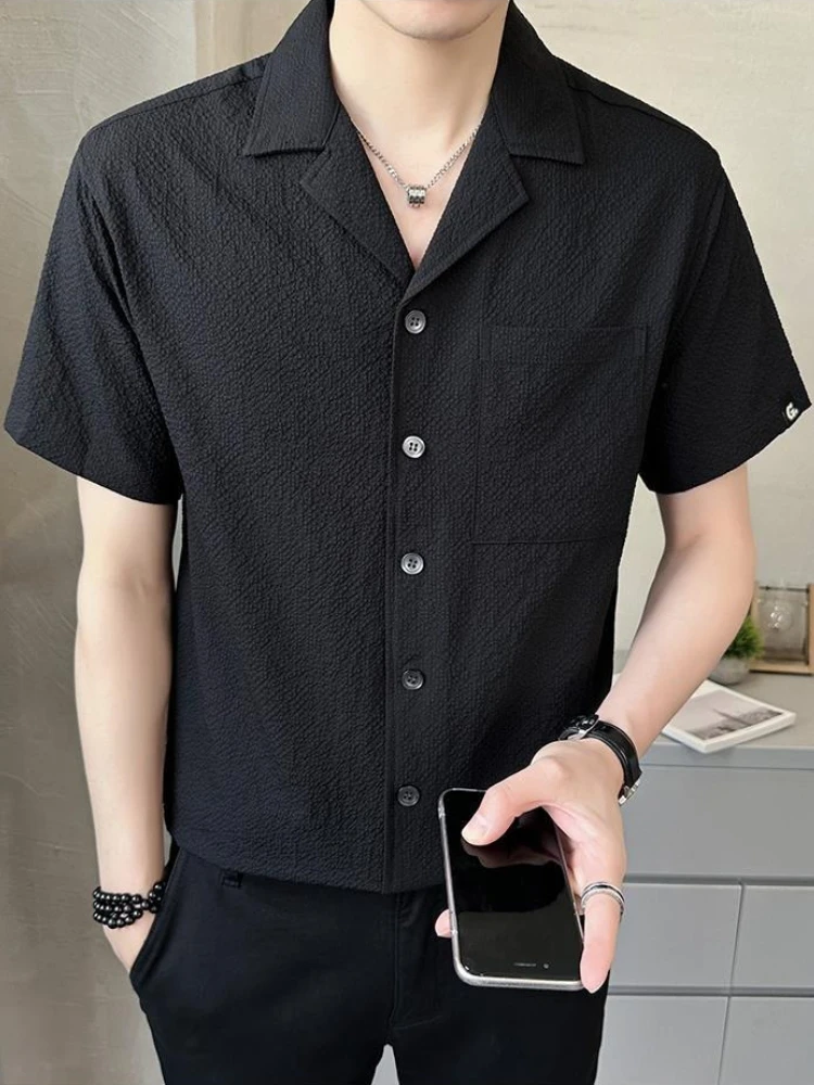 

2026 Summer Men's Fashion Short Sleeve Shirt Relaxed Fit Lightweight Casual Top Trendy Versatile Style