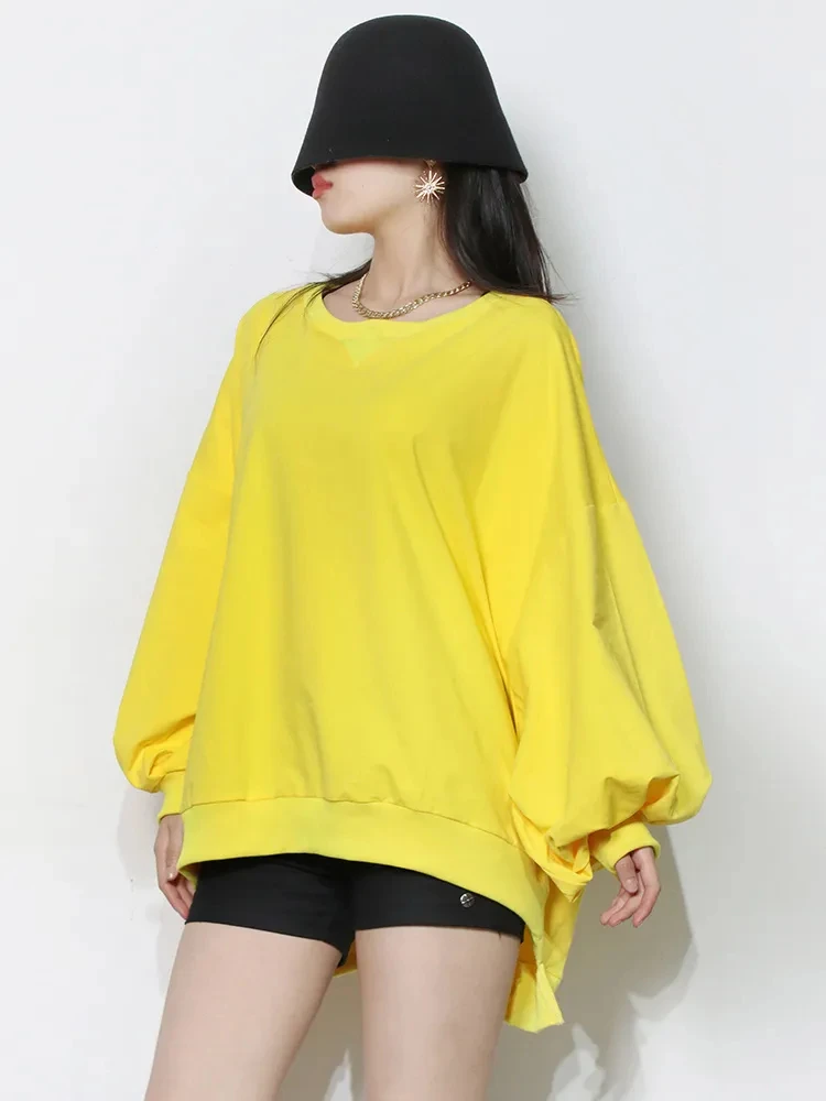 2023 Loose  Sweatshirt For Women O Neck Batwing Sleeve Side Split Casual Sweatshirts Female Fall New