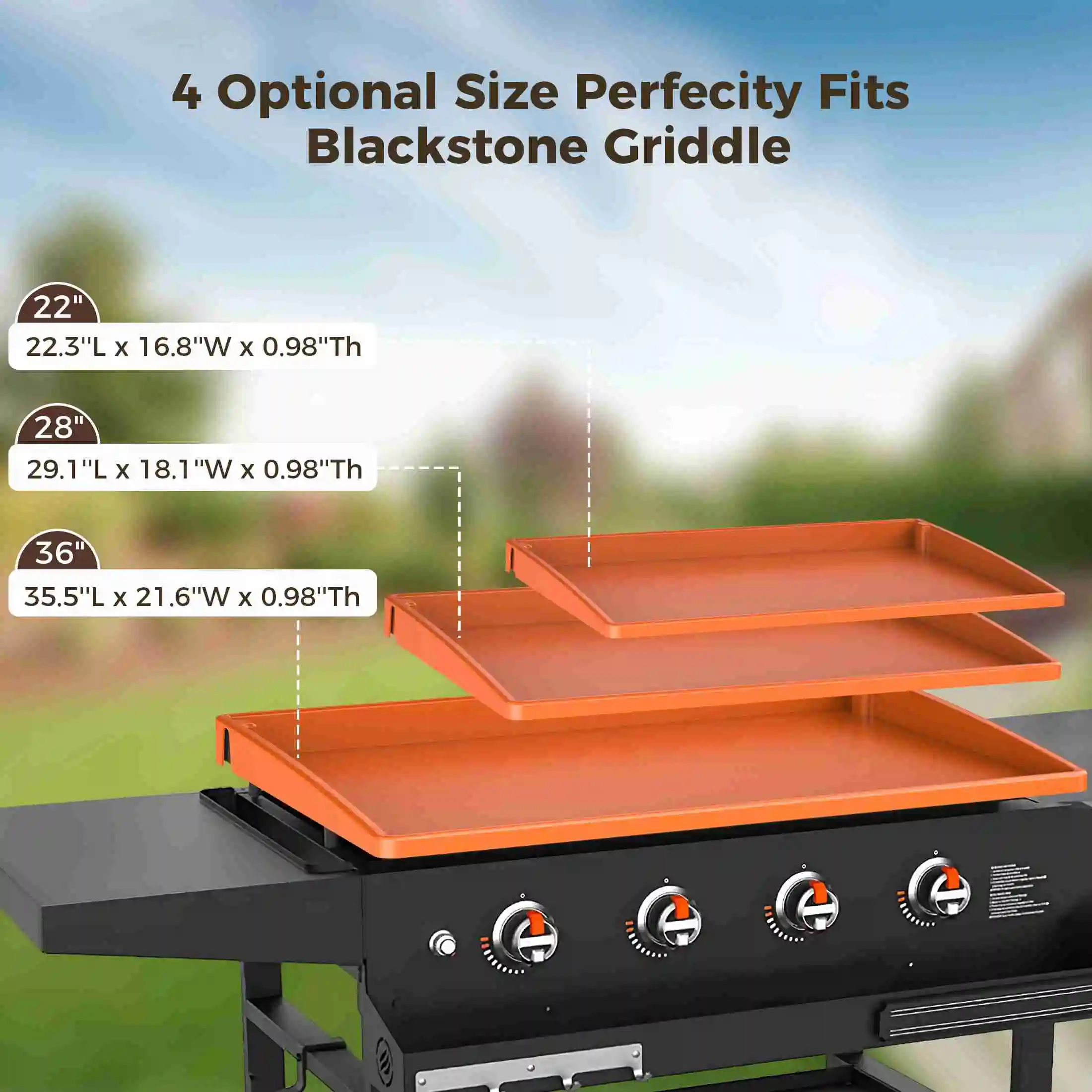 Silicone Griddle Mat Food Grade Heat Proof BBQ Grill Mat Protective Cover Griddle Accessory for 22 Inch Griddle Orange