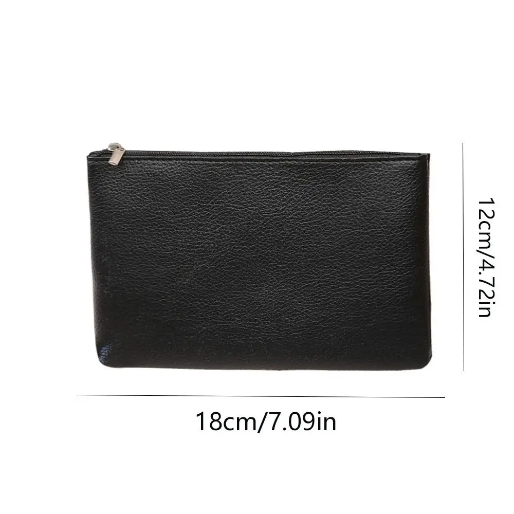 Retro Zipper Lichee Pattern Coin Purse Makeup Bag Solid Color Small Item Bag PU Wallet Cosmetic Storage Bag Outdoor