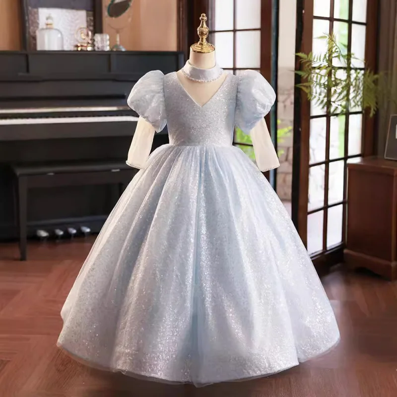 Children's Girl's Birthday Catwalk Piano Puffy Gauze Princess 2025 New Performance Dress