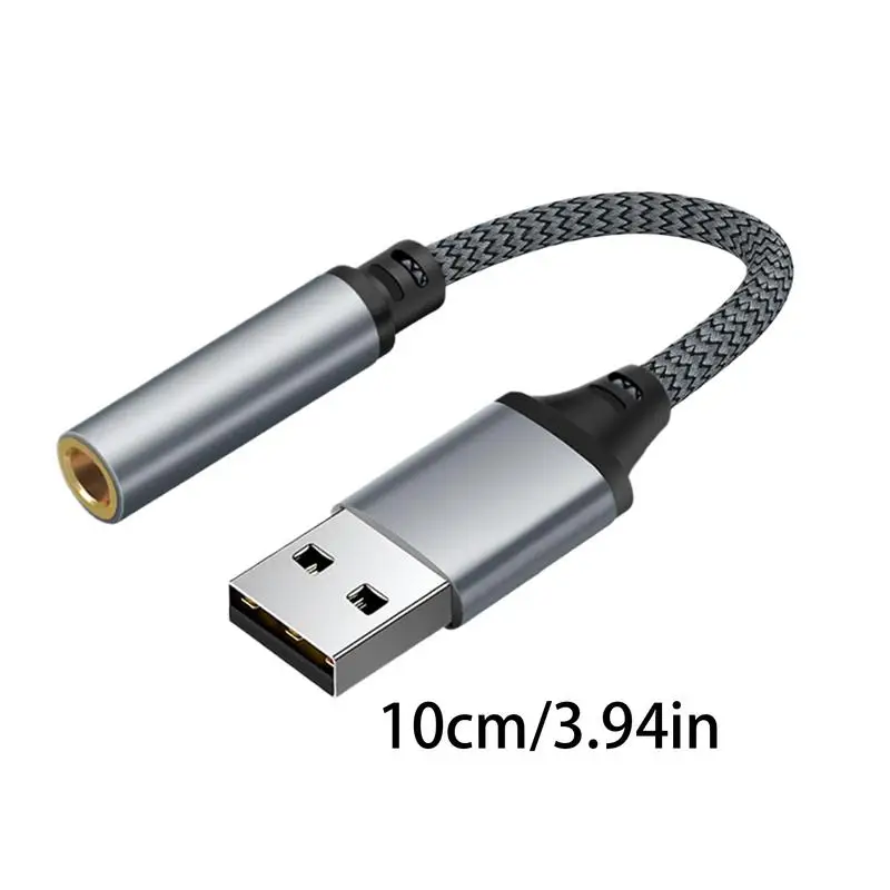 Аудиоадаптер USB к 3,5 мм, разъем для внешней звуковой карты, аудиоадаптер, стереоконвертер, аудиокабель для наушников, ПК, ноутбуков, настольных компьютеров