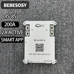 Jikong 200A BMS 4S 5S 6S 7S 8S Smart B2A8S20P 2A aktywna równowaga wbudowana aplikacja Bluetooth obsługa LCD 12V 24V Jikong BMS