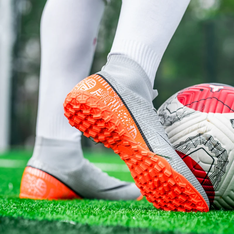 Professional Soccer Shoes TF Teenagers Durable Looking HighTops Training Shoes Adult Outdoors Non Slip Football Shoes