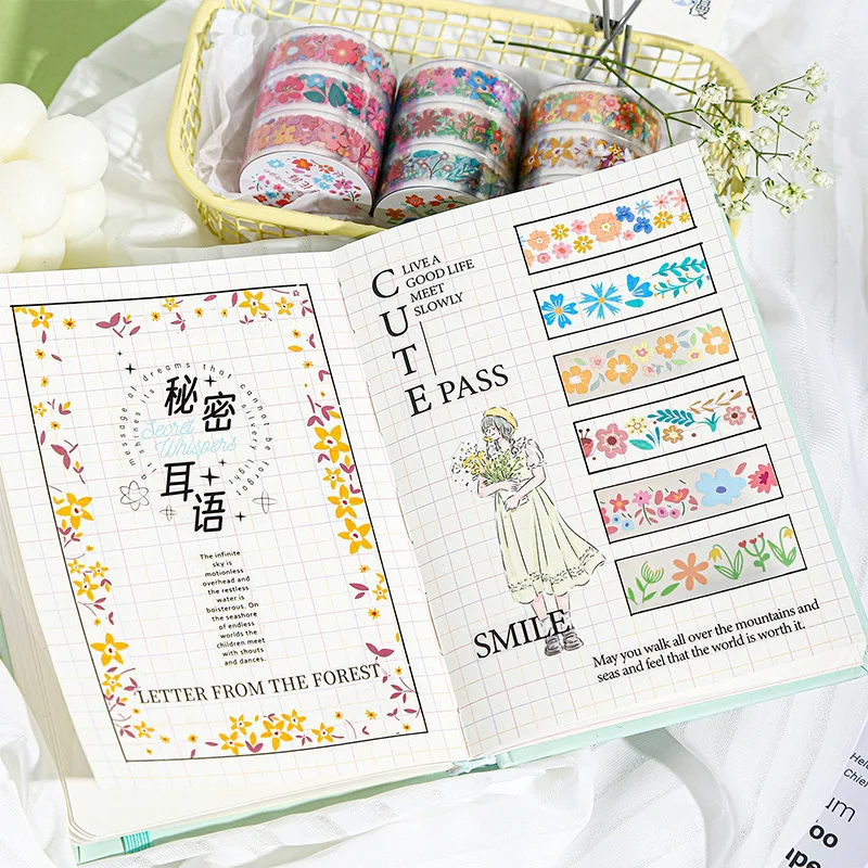 Custom.Ketchup Girl PET Tape 3 Rolls Set Flower Language Series 4 Options Garden Landscaping Base Stickers