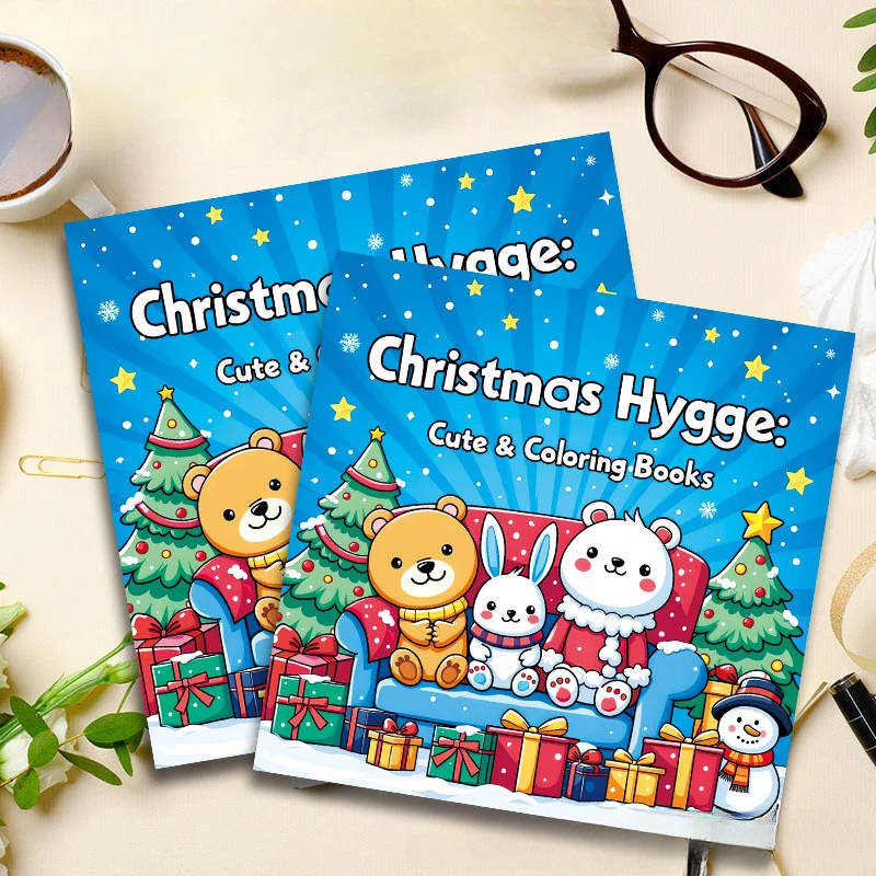 Coloring Book for Adults and Teens Featuring Adorable Christmas Creatures Cartoon Coloring Book To Relax in A Cozy Hygge Moment