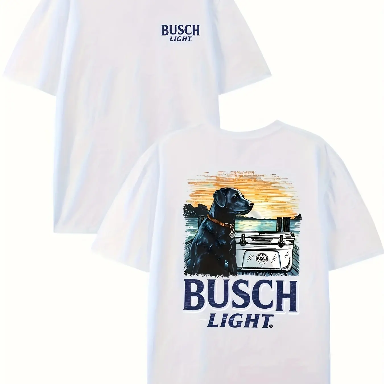

Busch Light Dog Printed Round Neck Short Sleeve T-shirt Soft Breathable Comfortable Casual Fashion Top for Men